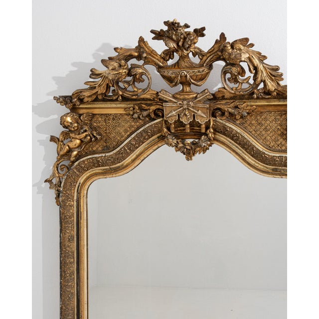 19th Century France Baroque Gold Wood Full-length & Floor Mirrors For Sale - Image 4 of 10