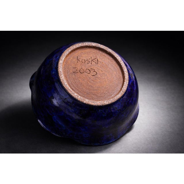 Early 21st Century Signed Koski Studio Pottery Bowl, 2003 – Cobalt Crystalline Glaze – Sculptural Decorative Centerpiece For Sale - Image 5 of 6