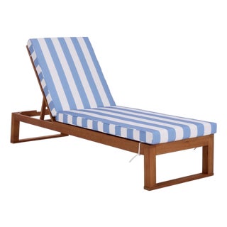 Sophie Chaise Lounge, Natural/Baby Blue Stripe For Sale