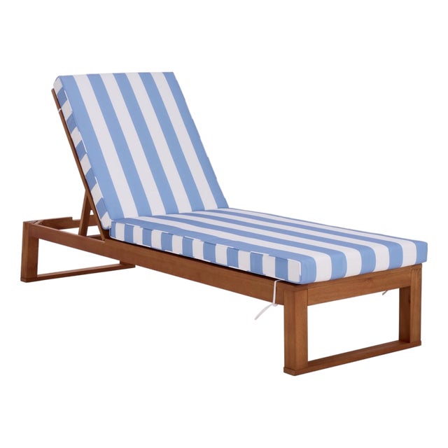 Sophie Chaise Lounge, Natural/Baby Blue Stripe For Sale