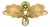 Art Nouveau–Inspired Peridot and Pearl Botanical Ring in 14k Gold, Size 7.5 For Sale