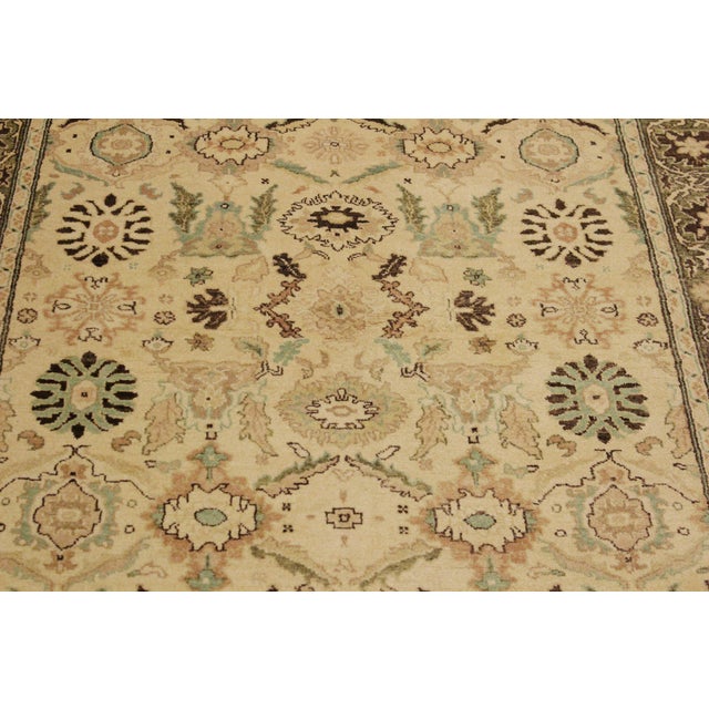 1990s Boho Chic Beige/Green Wool Rug - 4'2'' X 5'11'' For Sale - Image 5 of 10