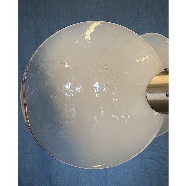 Silver Space Age Ceiling Light in Steel and Glass, 1970s For Sale - Image 8 of 16