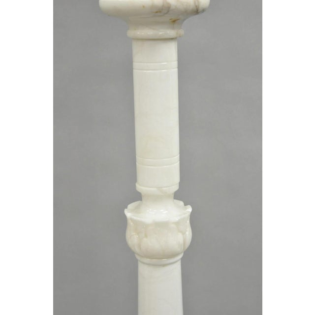 Late 20th Century Vintage Italian Classical Carved Solid Marble Column Pole Floor Lamp For Sale - Image 5 of 11