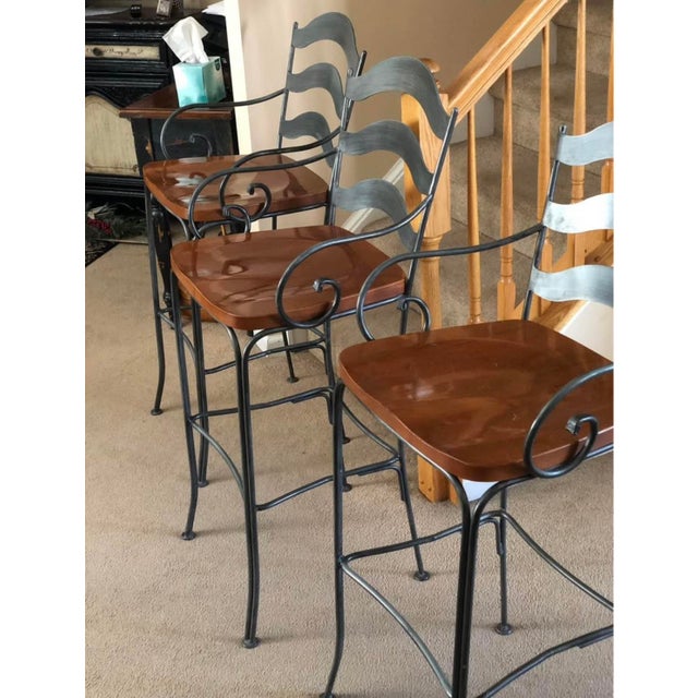 1990s Ethan Allen Tall Stools-Set of 3 For Sale - Image 12 of 15