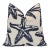 Nautical Coastal Beachy Woven Blue Starfish Shell Feather/Down Pillow 19” Square For Sale