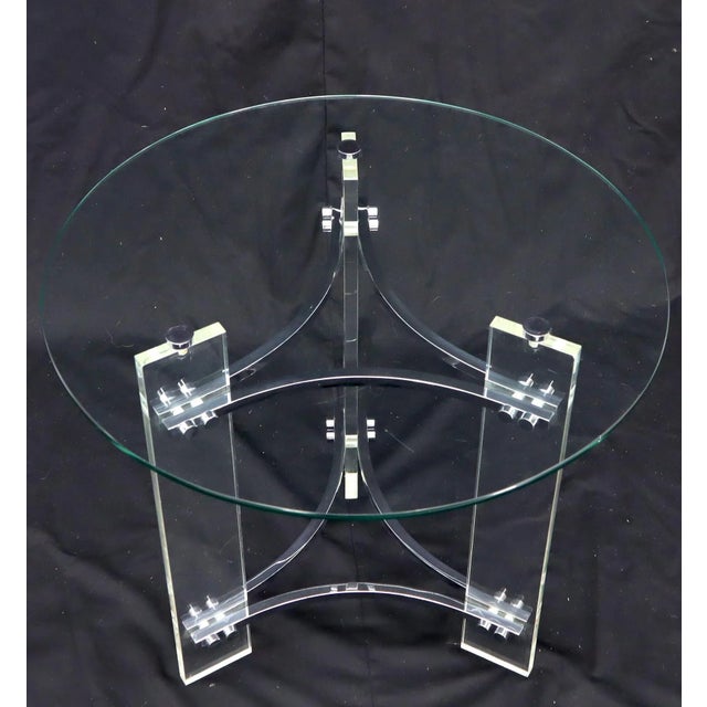 Round Glass Chrome & Lucite Occasional Side End Table Stand Charles Hollis Jones For Sale - Image 6 of 13
