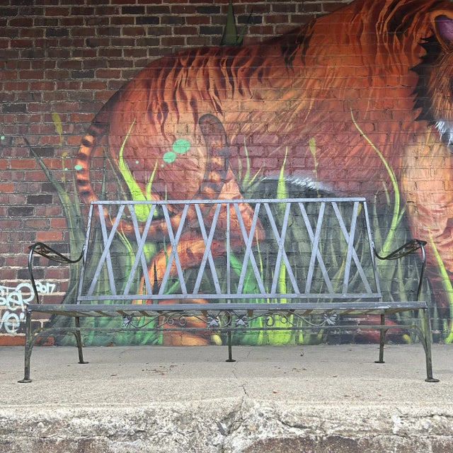 Mid-Century Modern Mid 20th Century Early Heavy Weight Salterini Wrought Iron Patio Sofa, Attributed For Sale - Image 3 of 12