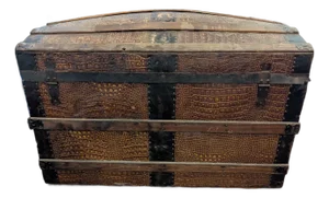 Late 19th Century Leather Victorian Dome Top Steamer Trunk - Check Out Leather Pattern!
