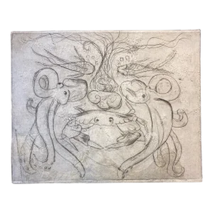 Under the Sea Crab Squid Sandfish Etching