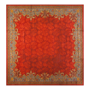 A Brilliant Orange-Red and Victorian Edwardian Styles Antique English Axminster Rug