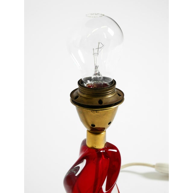 Mid-Century Modern Table Lamp with Crystal Glass in Red and Transparent, 1960s For Sale - Image 15 of 18