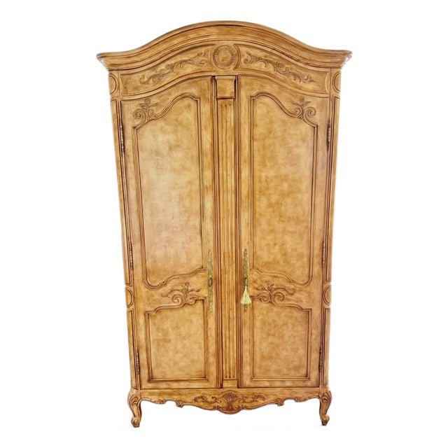 Late 20th Century Drexel Heritage “Old World” French Provincial Carved Armoire / Wardrobe For Sale