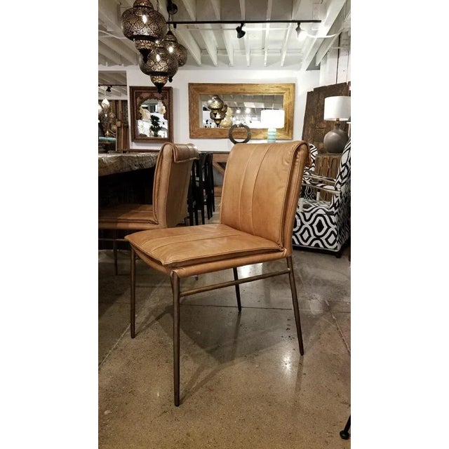 Tan Palomino & Bronze Dining Chair For Sale - Image 8 of 11