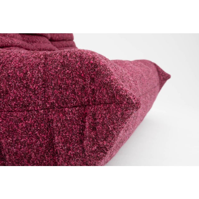 Togo Three-Seater Sofa in Burgundy Bouclet by Michel Ducaroy for Ligne Roset For Sale - Image 3 of 18