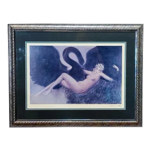 Art Deco Signed Limited Edition Etching Leda and the Swan, 1934 by Louis Icart