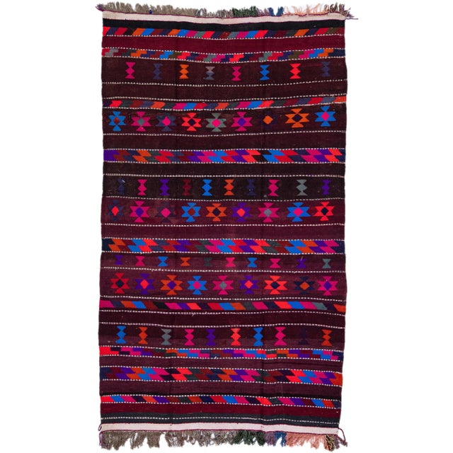 1960s Vintage Turkish Kilim Pink Handmade Tribal Wool Rug For Sale - Image 10 of 10