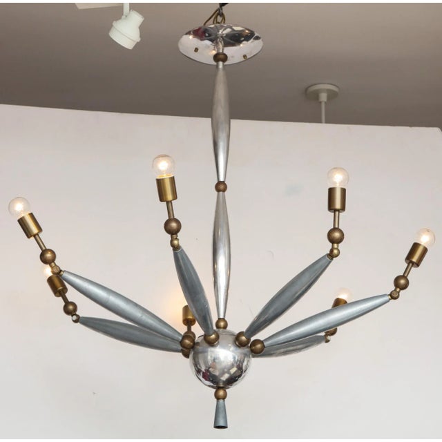 Mid-Century Italian Articulated Chrome and Brass Chandelier For Sale - Image 11 of 11
