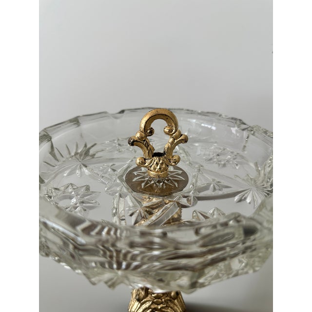 1970s Vintage Crystal Glass and Metal Smoke Stand Floor Ashtray For Sale - Image 5 of 9