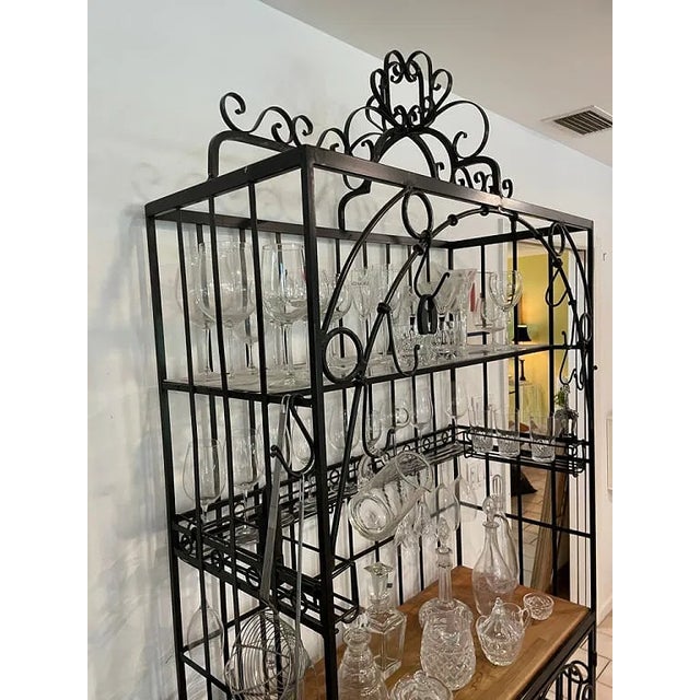 1970sv Large Kitchen Wrought Iron Wine Storage Rack 92" For Sale In West Palm - Image 6 of 9