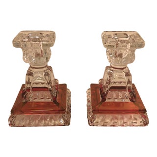 Westmoreland Wedding Ruby Flash Candlesticks - a Pair For Sale