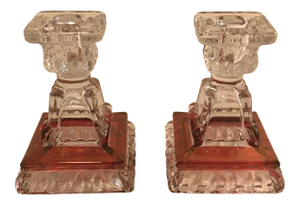 Westmoreland Wedding Ruby Flash Candlesticks - a Pair