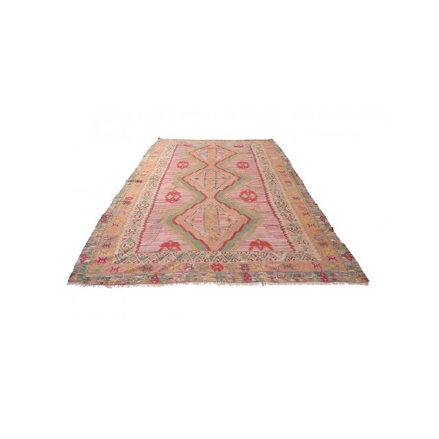 Vintage handwoven decorative kilim rug from Artvin region of Turkey. Approximately 50-60 years old. In very good...
