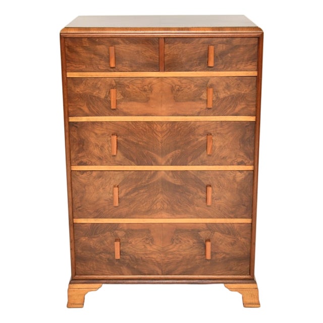 Art Deco Chest of Drawers in Burr Walnut, 1930 For Sale
