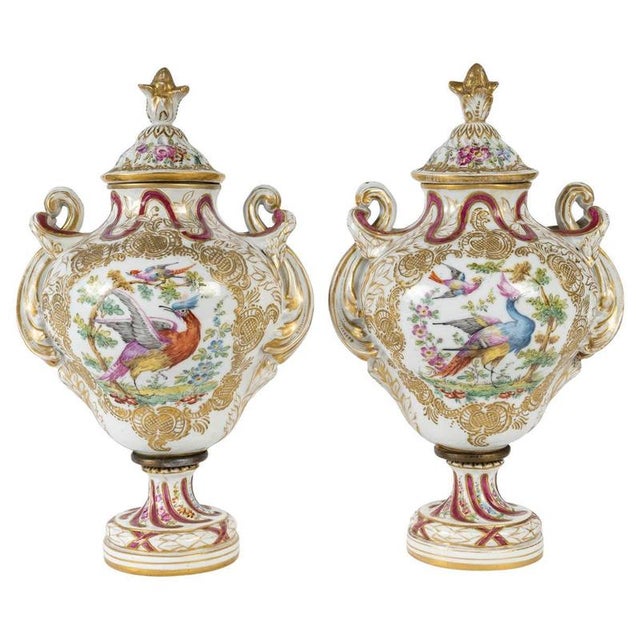 Napoleon III Porcelain Covered Vases, Set of 2 For Sale - Image 10 of 10