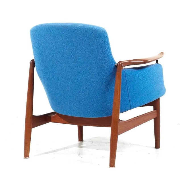 Finn Juhl for Niels Vodde Nv-53 Mid Century Blue Chairs - Pair For Sale - Image 10 of 12