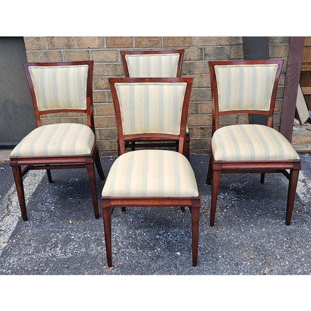 Brown Mid 20th Century Federal Style Solid Mahogany Upholstered Dining Chairs, Refinished- Set of 4 For Sale - Image 8 of 12