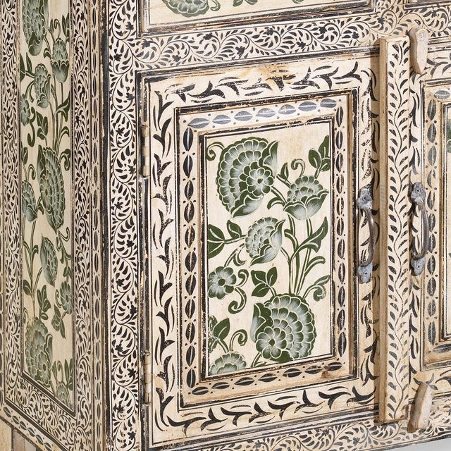 Oriental Cream Floral Cabinet, 1940s For Sale - Image 6 of 11