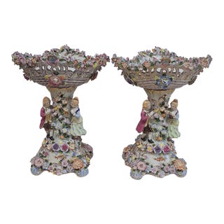 Pairs of Antique Style Porcelain Compotes/Center Piece For Sale