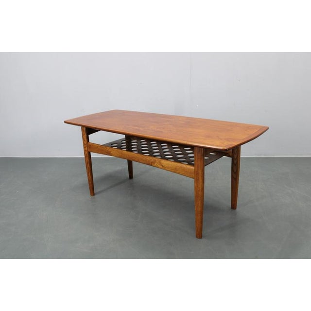 1960s Mid-Century Danish Teak Veneer Coffee Table with Oak Base, 1960s For Sale - Image 5 of 14