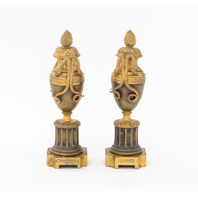 French Louis XVI Style Ormolu Bronze Cassolettes, Pair For Sale - Image 3 of 10