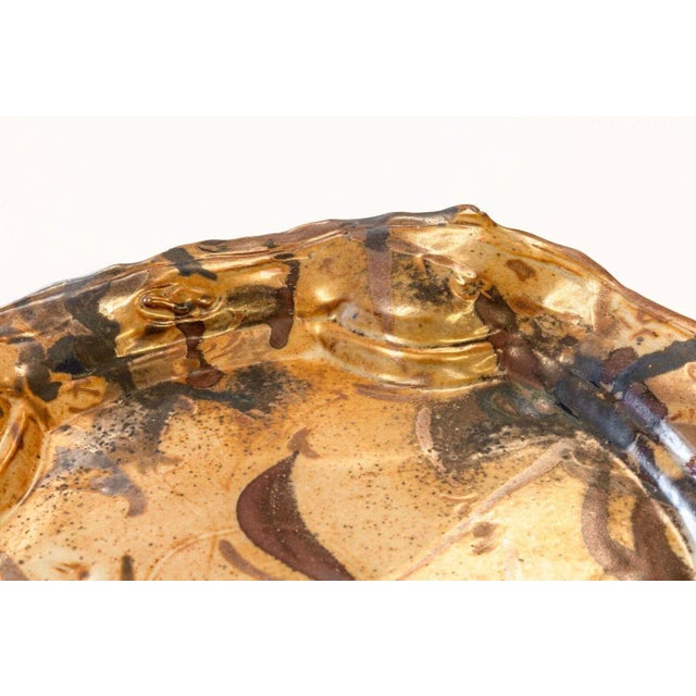 Modern John Glick Signed Platter I Modernist Stoneware Glazed Ceramic Plum Tree Pottery For Sale - Image 3 of 6