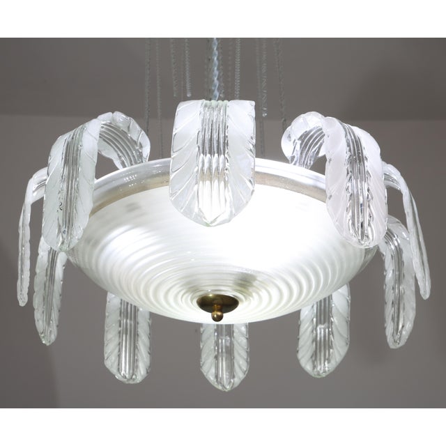 White Museal Art Decò Ercole Barovier Murano Glass Chandelier, 1930 For Sale - Image 8 of 18