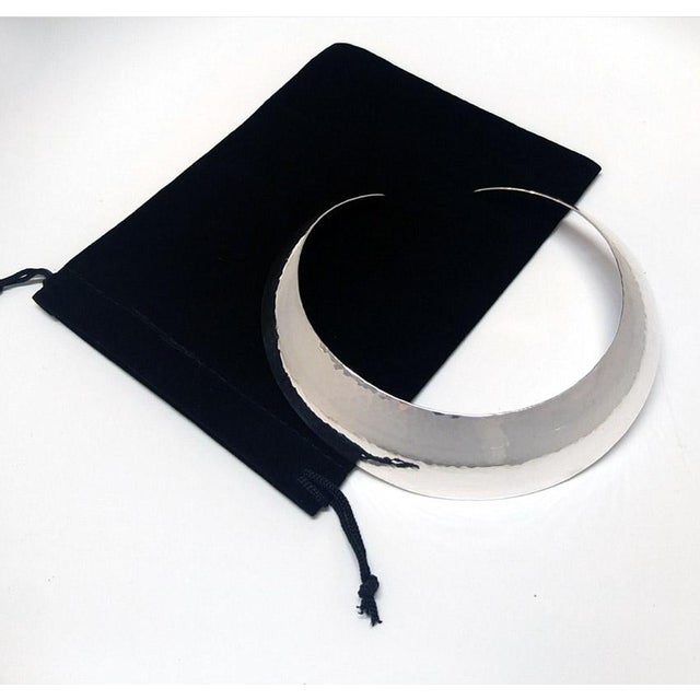 Metal Ultra Wide Sterling Silver Collar, Gerhard Herbst Studio Neckpiece, American Modernist, Mid Century Style, Vintage For Sale - Image 7 of 13