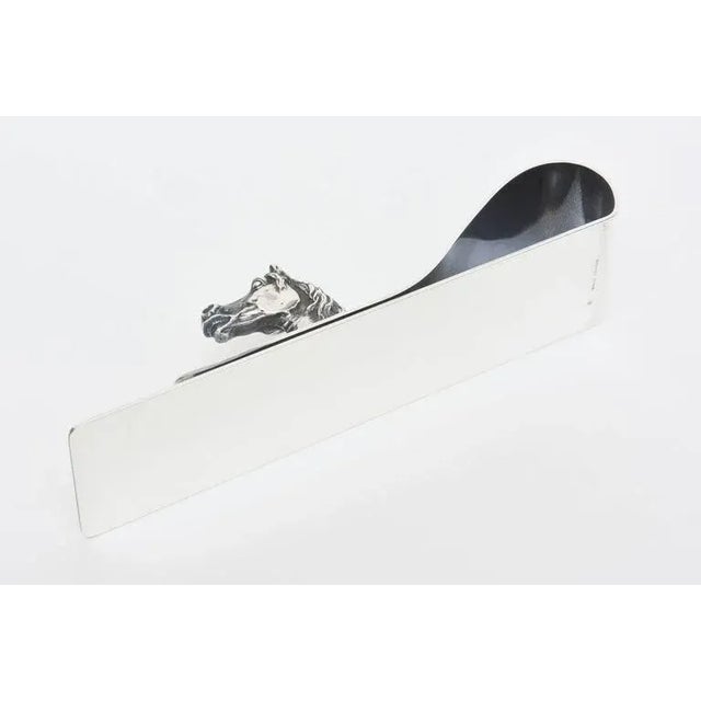 1970s Vintage Hermes Rare Silver-Plate Equestrian PaperHolder and Desk Accessory Signed For Sale - Image 5 of 8