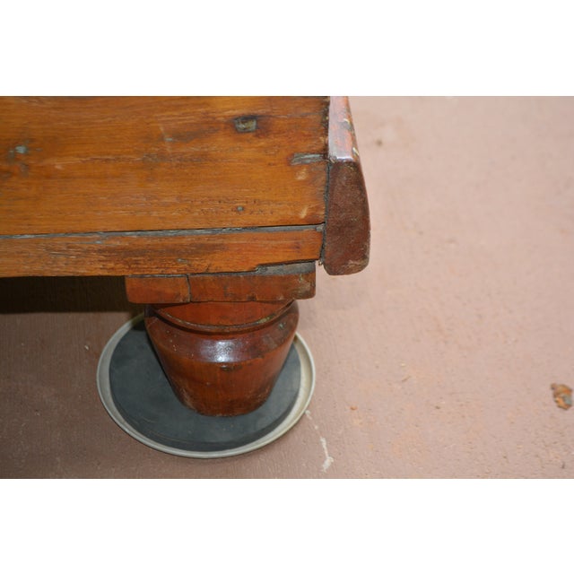 Antique European Rustic Wood Pine Trunk / Blanket Box W/ Double Lift Up Lids For Sale - Image 14 of 17