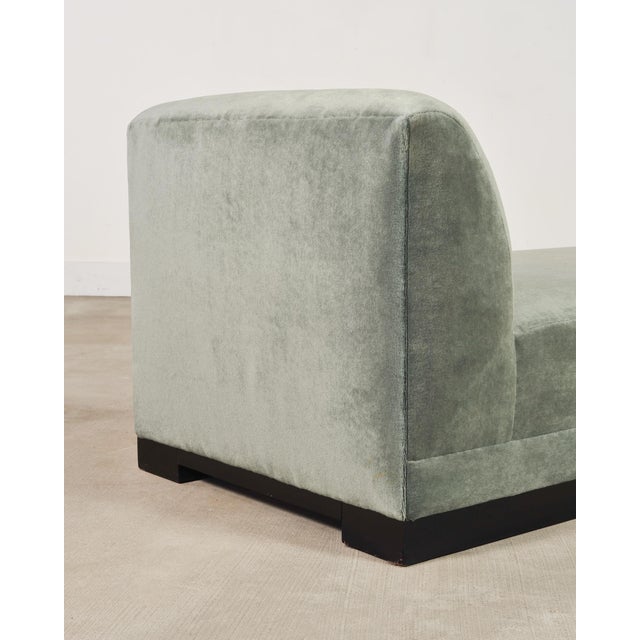 Modern Sage Green Mohair Chaise Longue Daybed on Ebonized Base For Sale - Image 9 of 18