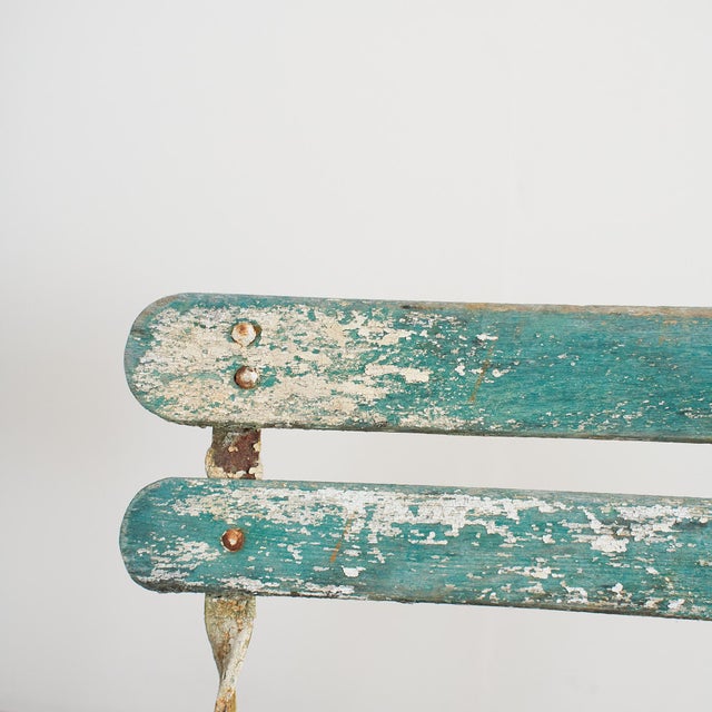 Antique French Folding Slatted Garden Bistro Chairs, 1920s, Set of 2 For Sale - Image 3 of 15