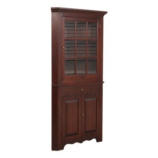 Seely Custom Made Cherry Corner China Cabinet For Sale
