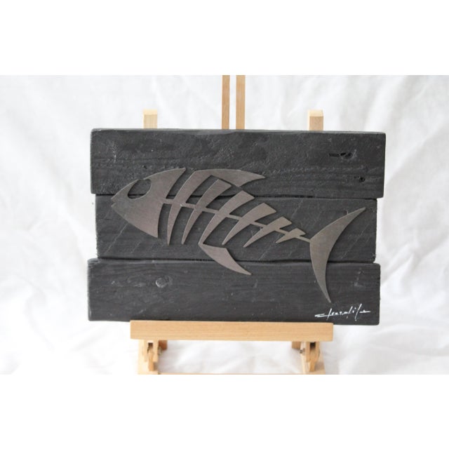 Metal Fish Skeleton Wall Decor by French artist Giorgi Bar Men's Cave Signed by Jean-Claude Giorgi French artist. Relief...