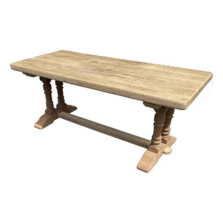 French Stripped & Sanded Farmhouse Table For Sale
