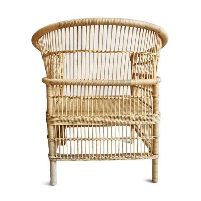 Tan Vintage Raw Wicker Horseshoe Chair For Sale - Image 8 of 9