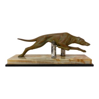 French Art Deco Marble Spelter Greyhound, 1930s For Sale
