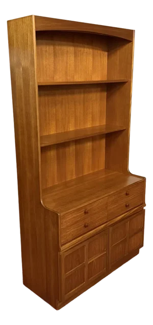 Nathan Furniture Tall Teak Bookcase Cabinet