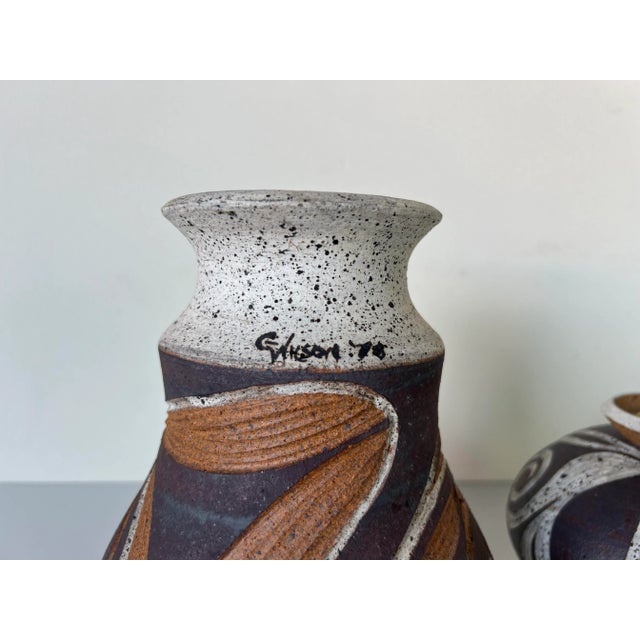 1970's Gary Wilson Organic Studio Pottery Vases - a Pair For Sale - Image 9 of 13