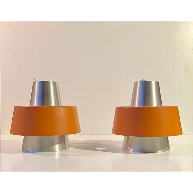 Red Space Age Pendant Lights in Orange Aluminium by Nordisk Solar Company, 1960s, Set of 2 For Sale - Image 8 of 8